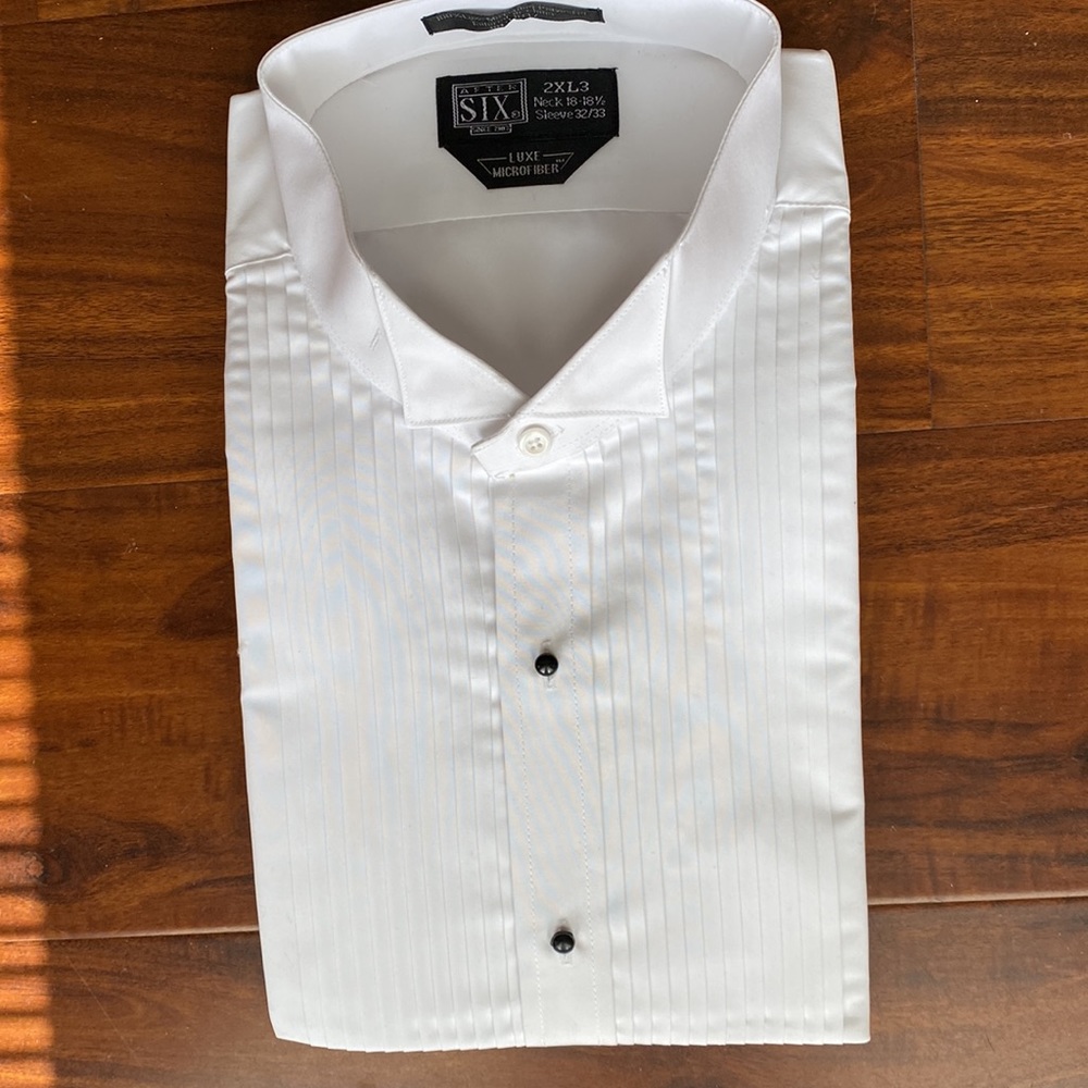 NWT tuxedo wingtip pleated white shirt by After Six for men